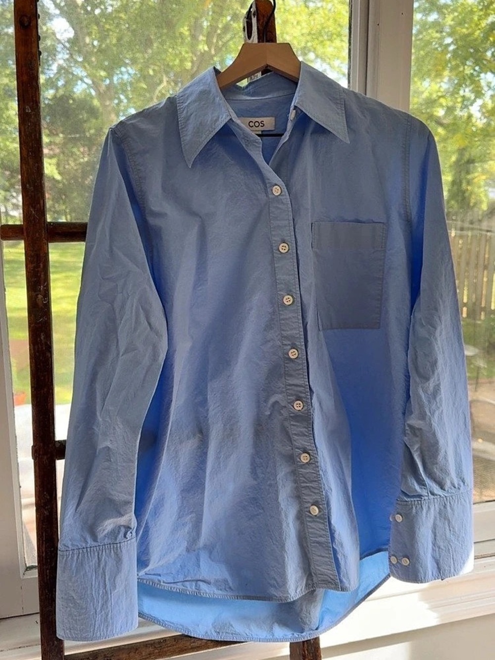 COS Oversized Tailored Shirt Blue Button Down Shirt Size 10